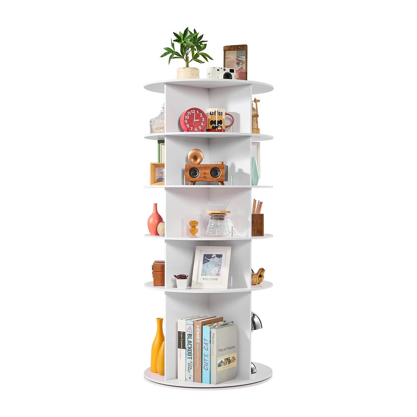 SucceBuy 360° Rotating Shoe Rack Tower Revolving Storage Round Carousel Display Freestanding Display for Bedroom Entryway Closet