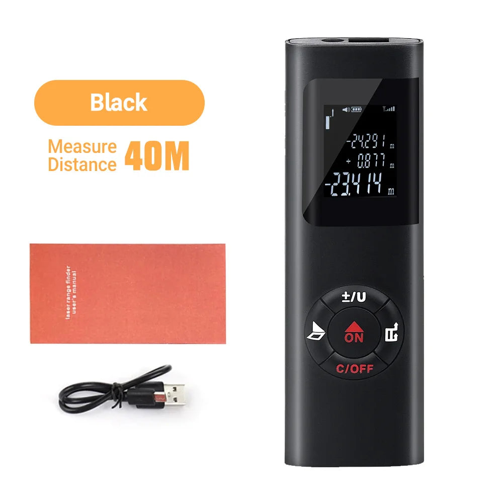 Laser Distance Meter, 40 m or 60 m, Rechargeable