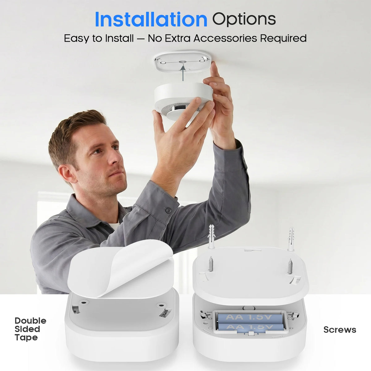 2/3/4/5/6 PCS Smoke Detector 10-Year Sensor Lifespan 360° Detection Low Battery Warning Fire Smoke Alarm Warehouse Garage Hallway Apartment Security