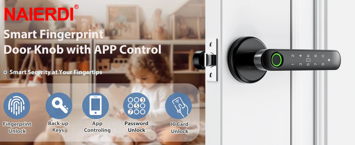 Porte-clé intelligente 5-en-1 à empreinte digitale avec contrôle via app