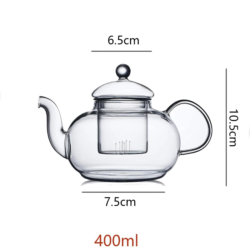Borosilicate Glass Teapot with Infuser, 400–1000ml