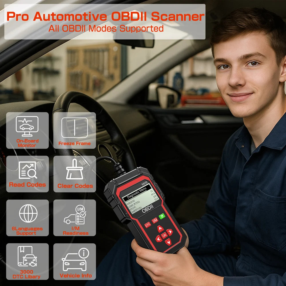 OBD2-Codeleser V410, 2,8-Zoll-Display