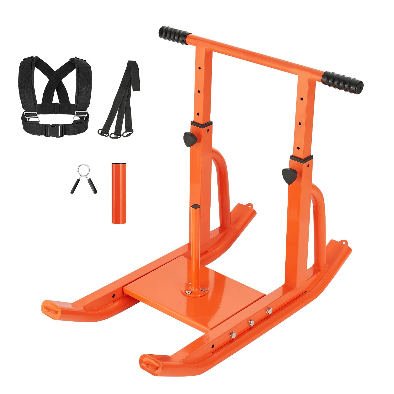 SucceBuy Weight Sled Steel Power Sled Fitness Training Sleds for Exercise with Adjustable Height Handle with 1/2 in Orange/Black