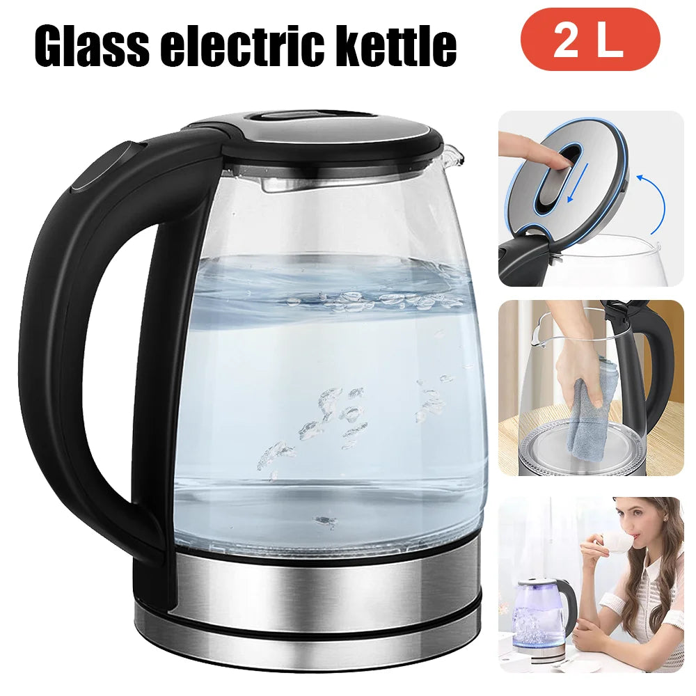 Bollitore elettrico in vetro da 2 litri 220 V