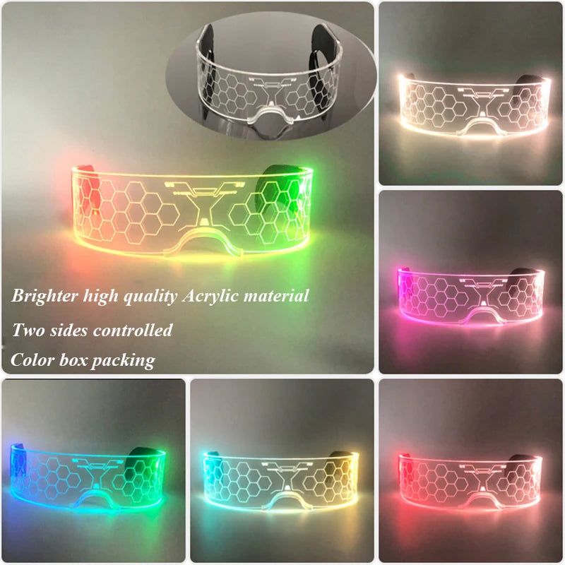 LED Luminous Futurist Cyberpunk Glasses LED Light Up Glasses cool cyberpunk glasses for man women cospaly supplies