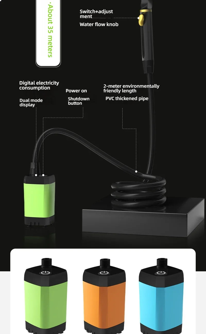 Portable Camping Shower 6000mAh Rechargeable Electric Pump with LED Display