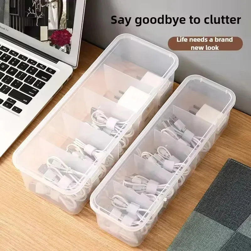 Clear Cable Storage Box with Lid
