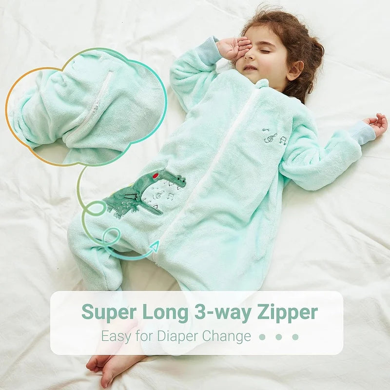 Cartoon Flannel Sleepsack Pajamas for Kids