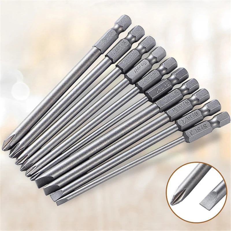 Ten-Piece 100mm Magnetic Slotted and Phillips Bit Set
