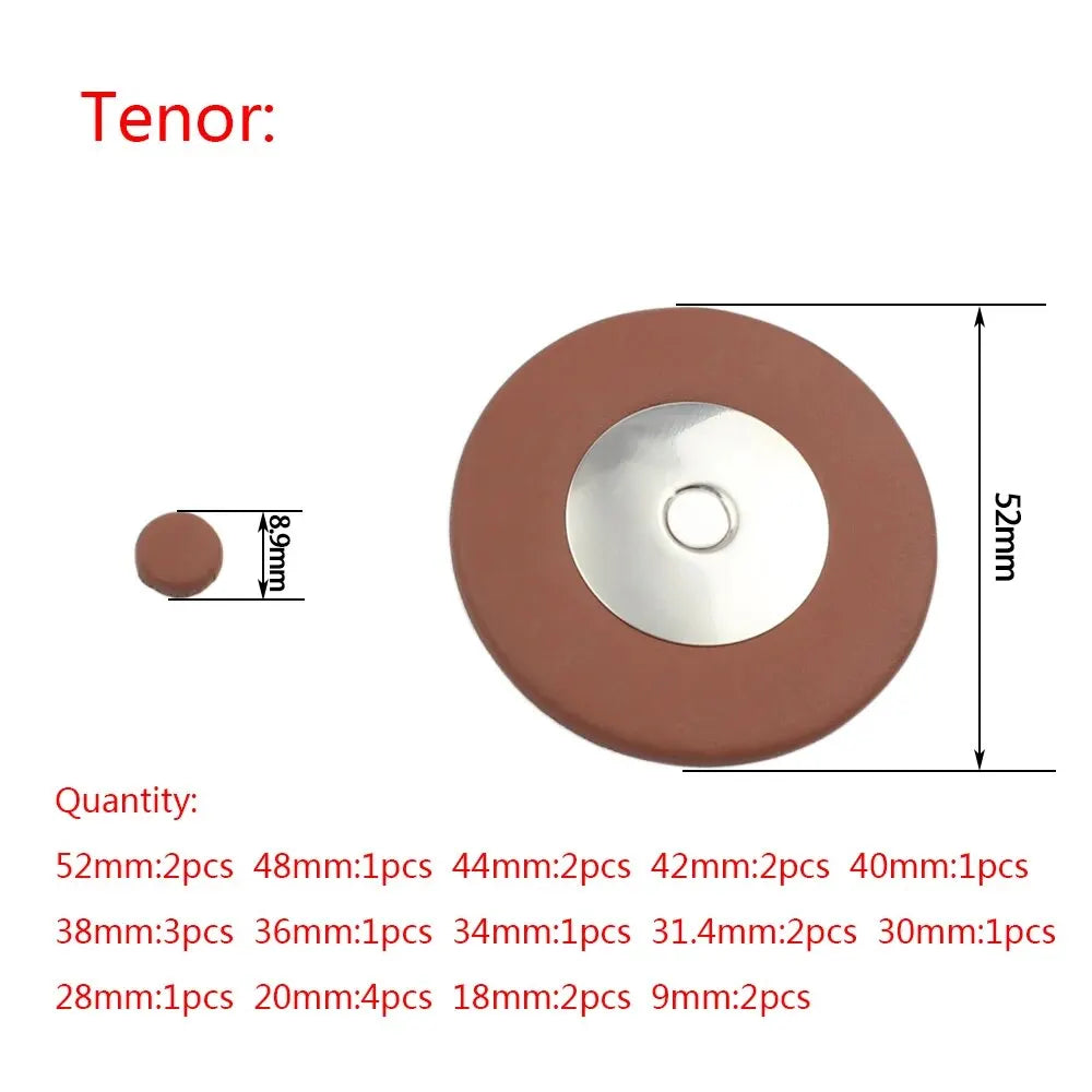 Saxophone Replacement Pad Sets — Alto, Tenor or Soprano -> "Zestawy wymiennych poduszek (padów) saksofonu — altowy, tenorowy lub sopranowy"