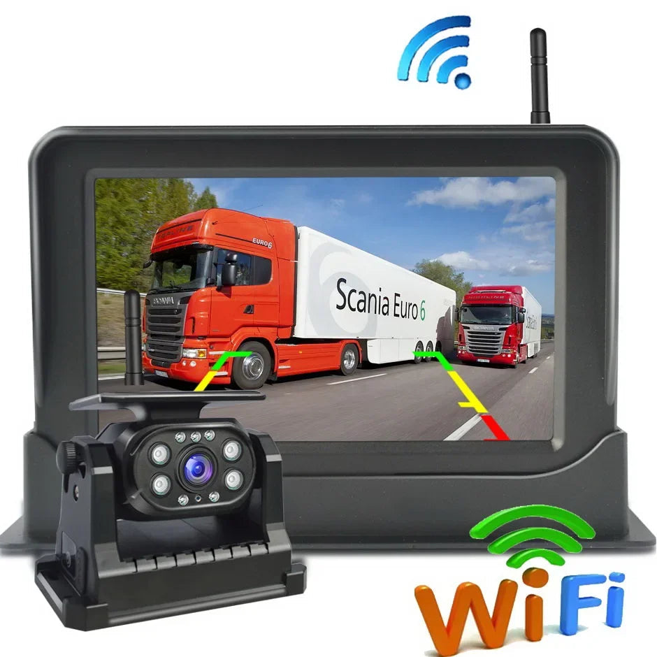 5" Monitor HD Magnetic Solar Wireless Backup Camera 1080P Upgrade Auto on/Off Camera Night Vision Rechargeable Rear View Camera