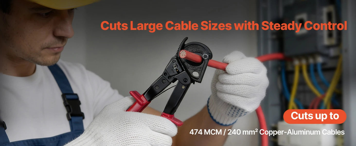Ratcheting Cable Cutter with PVC-Coated Handles