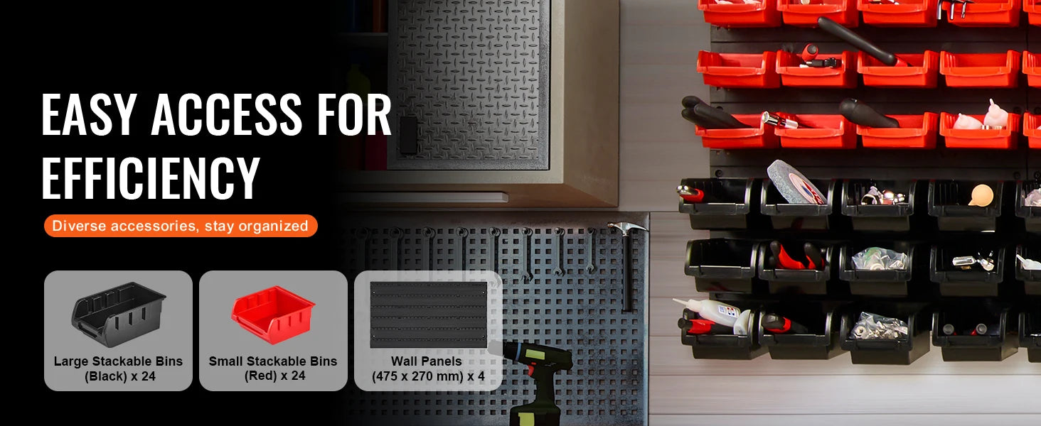 Sada nástěnných úložných boxů s 48 organizéry