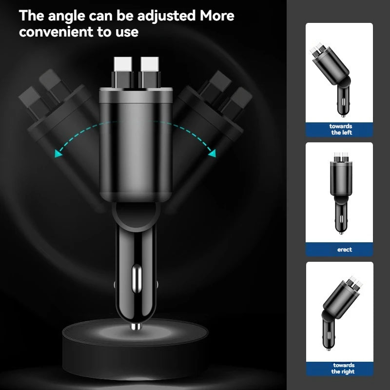 Car Charger with Retractable Cable