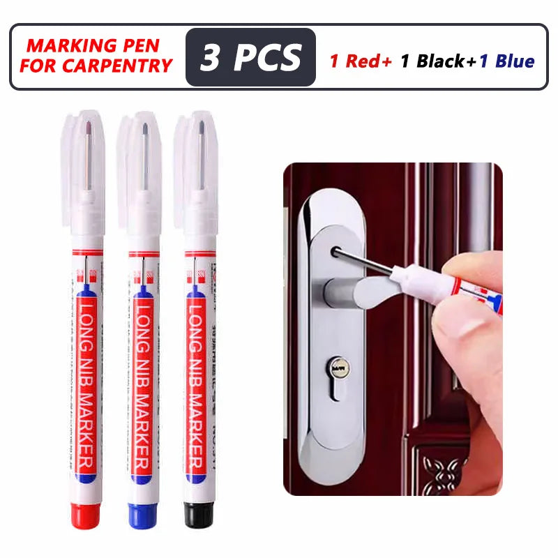 8Pcs/Set 20mm Deep Hole Long Nib Head Markers For Metal Perforating Pen Waterproof Bathroom Woodworking Decoration Multi-Purpose