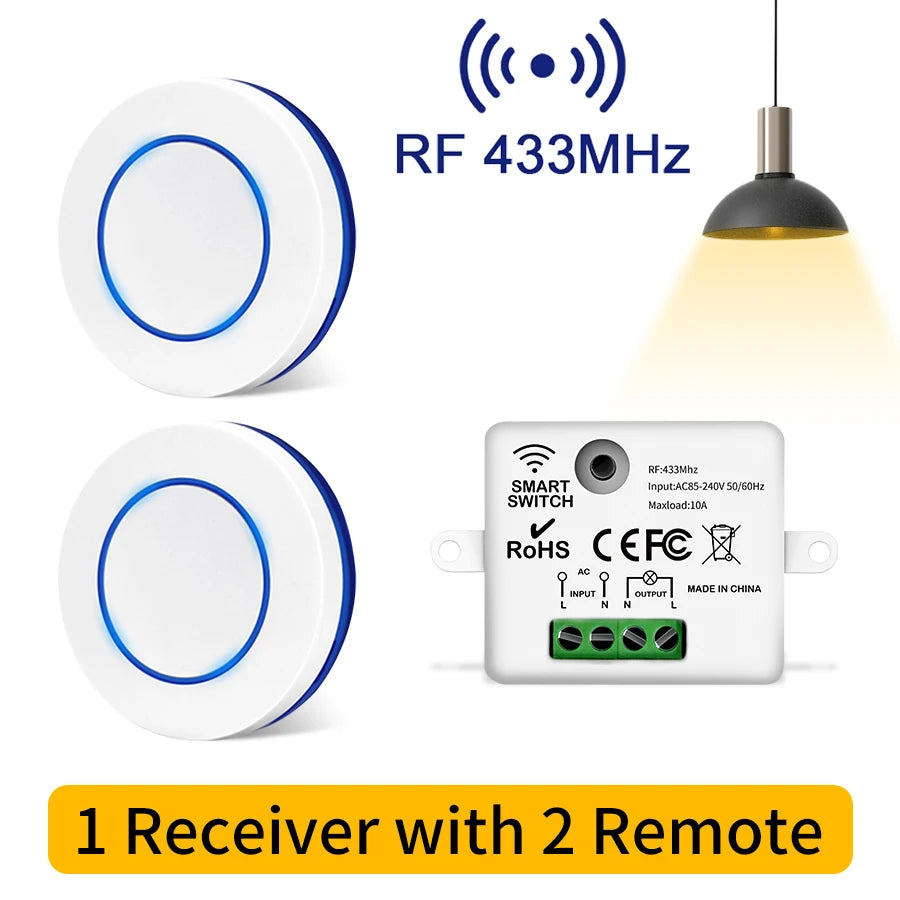 Interrupteur d'éclairage sans fil à télécommande RF 433 MHz