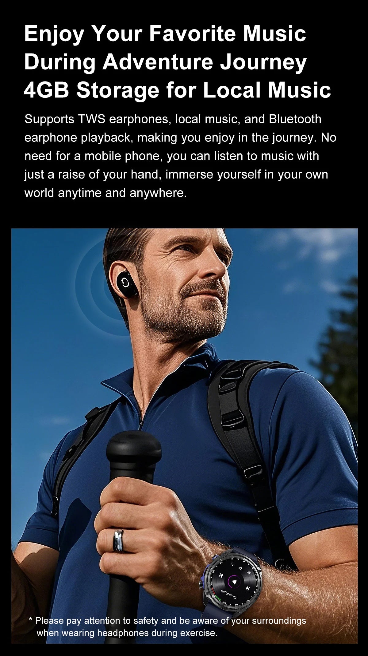 GPS Smartwatch with Offline Maps, AMOLED Display & 4GB Memory