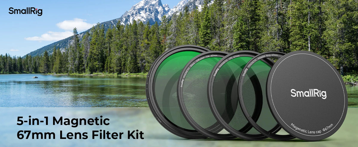 SmallRig 5-in-1 Attachable Magnetic Filter Kit VND 2-32 & CPL & 1/4 Effect Black Mist (67mm) with Threaded Adapter Ring -4726