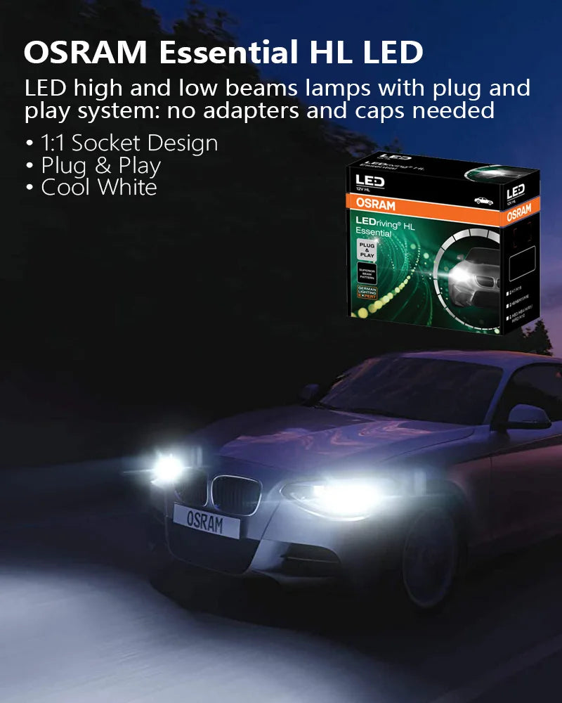 LED essentiel OSRAM H4 H7 H11 Phare voiture Plug & Play facile H8 H9 H10 H16 H18 H19 HB3 HB4 HIR1 HIR2 Lampes LED blanches Auto Puissance