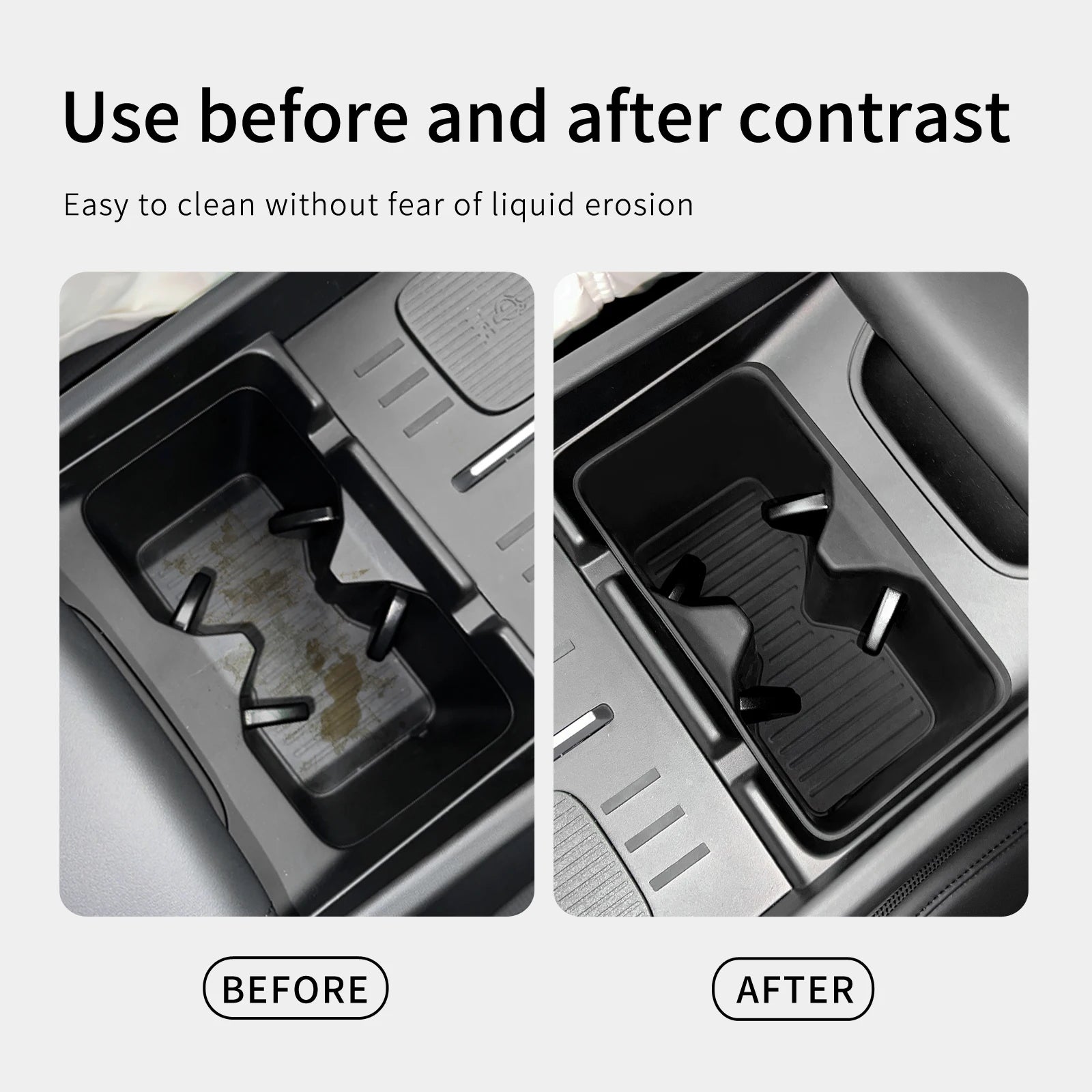 Smabee for Hyundai Santa Fe 2024 2025 2026 Storage Box Cup Holder Anti Dirt Pad Car Interior Accessories Organizer Tidying Black