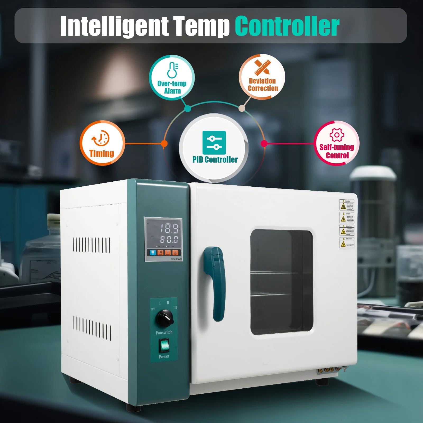Horizontal Electric Blast Drying Oven, 1000W 45L/12Gal Stainless Steel Thermostatic Incubator Box,w/Temperature Controller