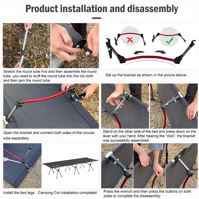 Ultralight Camping Cot Folding Bed for Hiking and Travel
