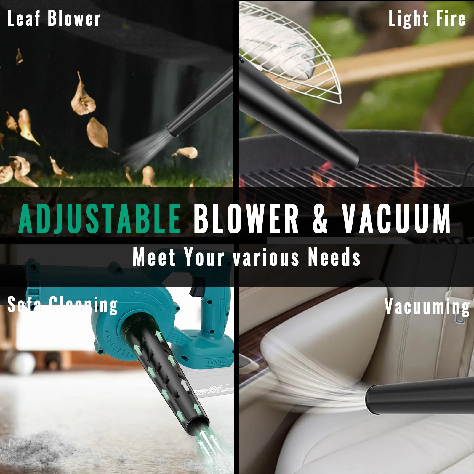 Cordless Leaf Blower with 2 Batteries