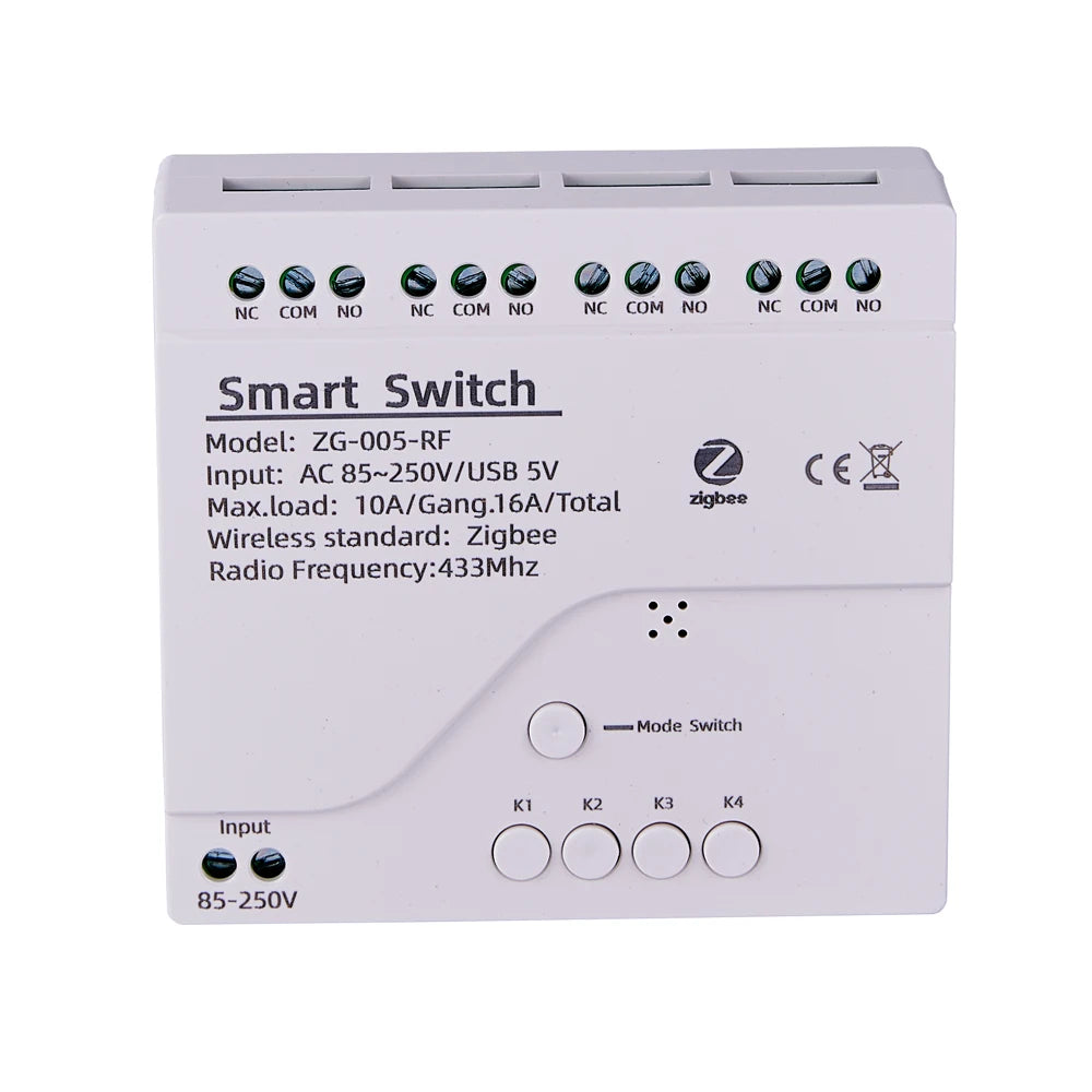 4CH Zigbee Tuya Smart Home Relay Module 85-250V Relay AC DC 7-32V 85-250V Works Alexa Google Assistant Smart Light Switch