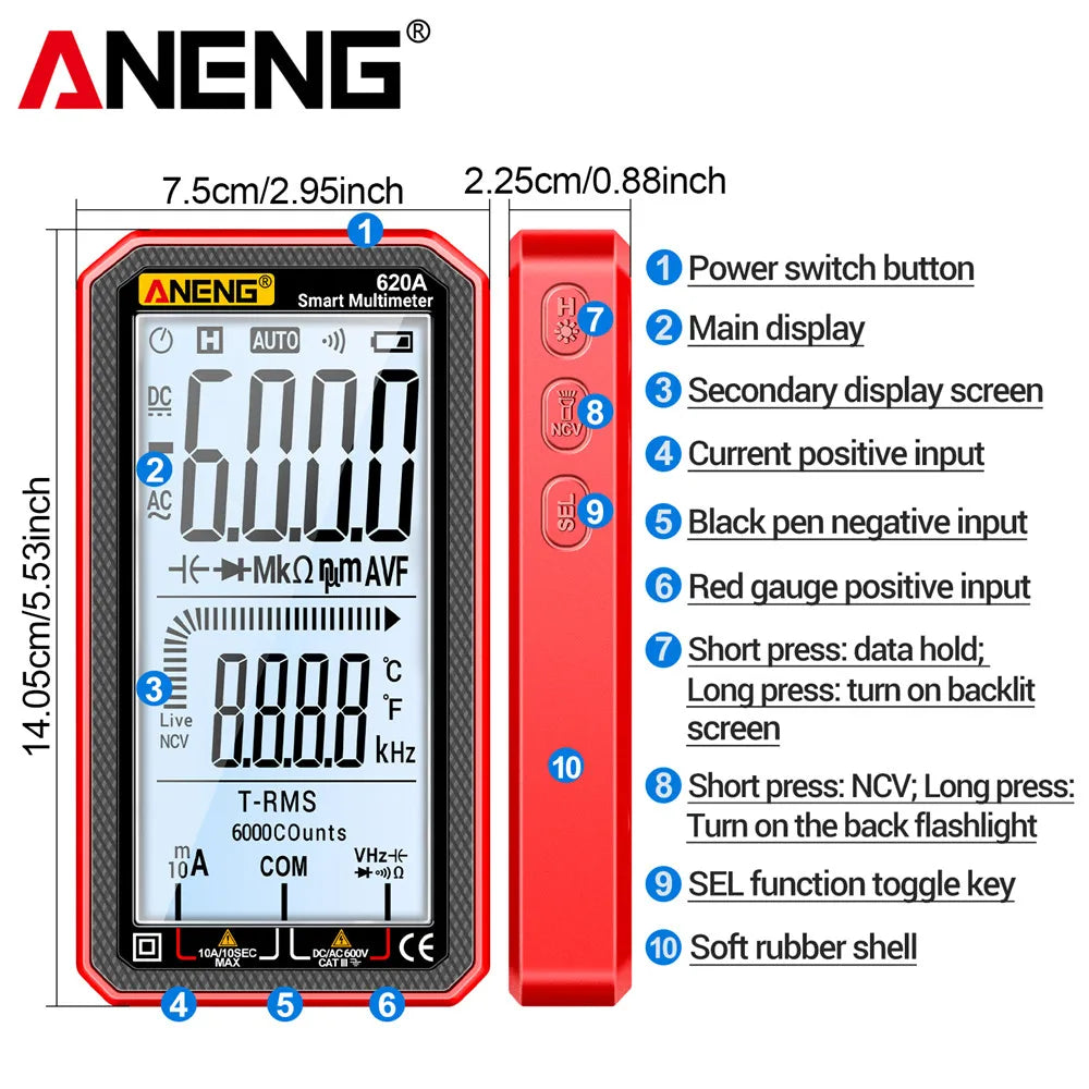 620A Auto-Ranging Digital Multimeter, 6000 Counts