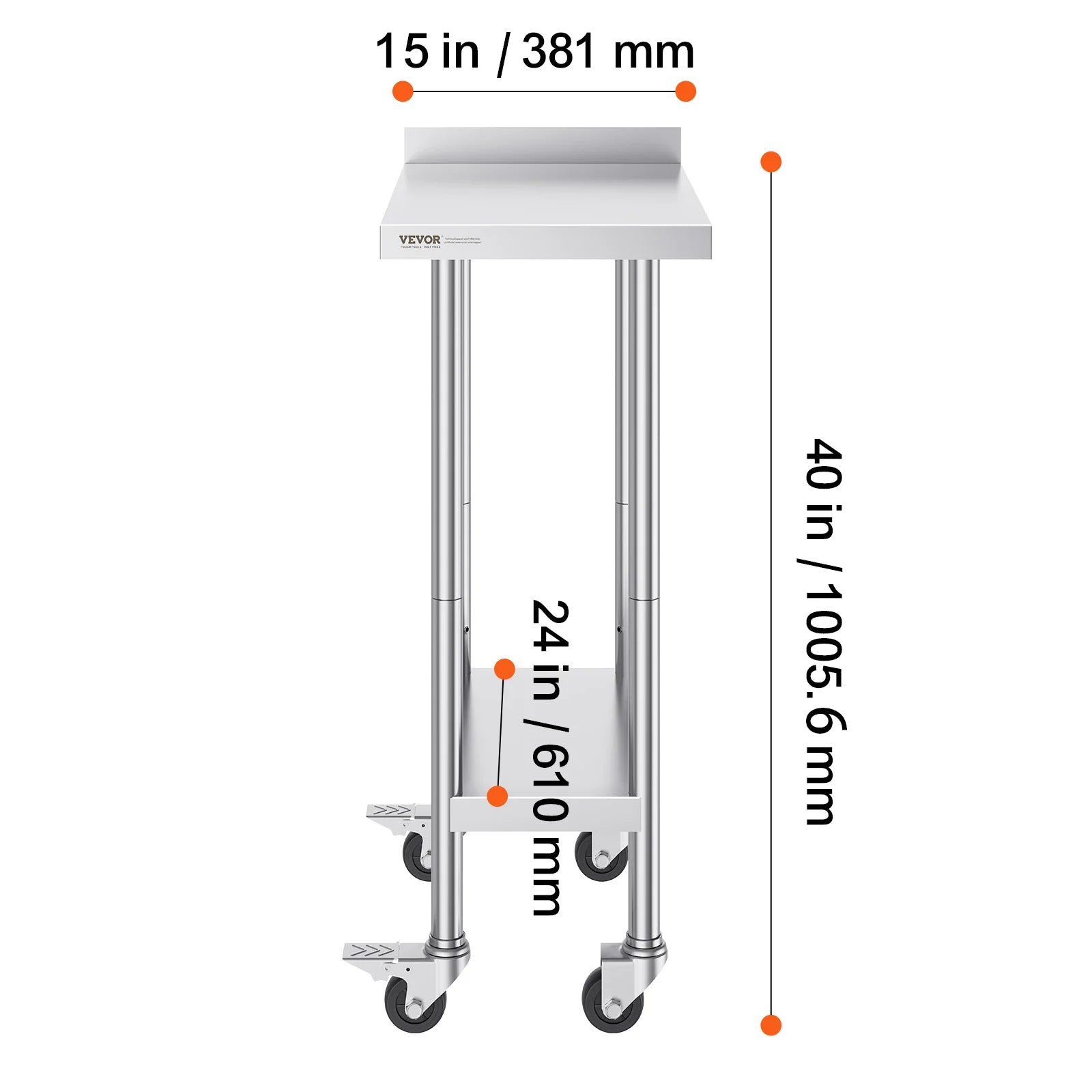 Stainless Steel Work Table with Casters 24x60 Prep Station