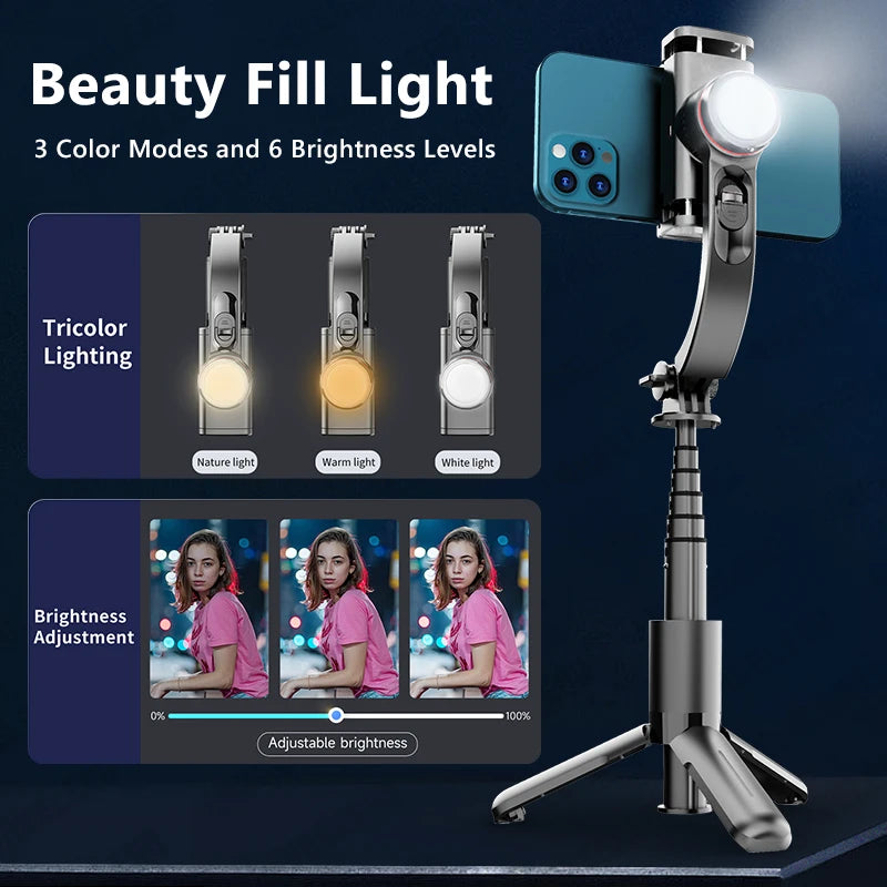 L18S One-Axis Phone Gimbal with Light and Tripod