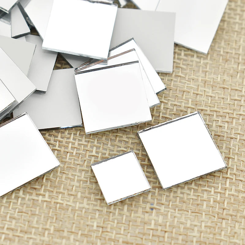 Square Glass Mirror Mosaic Tiles, 10 or 15 mm