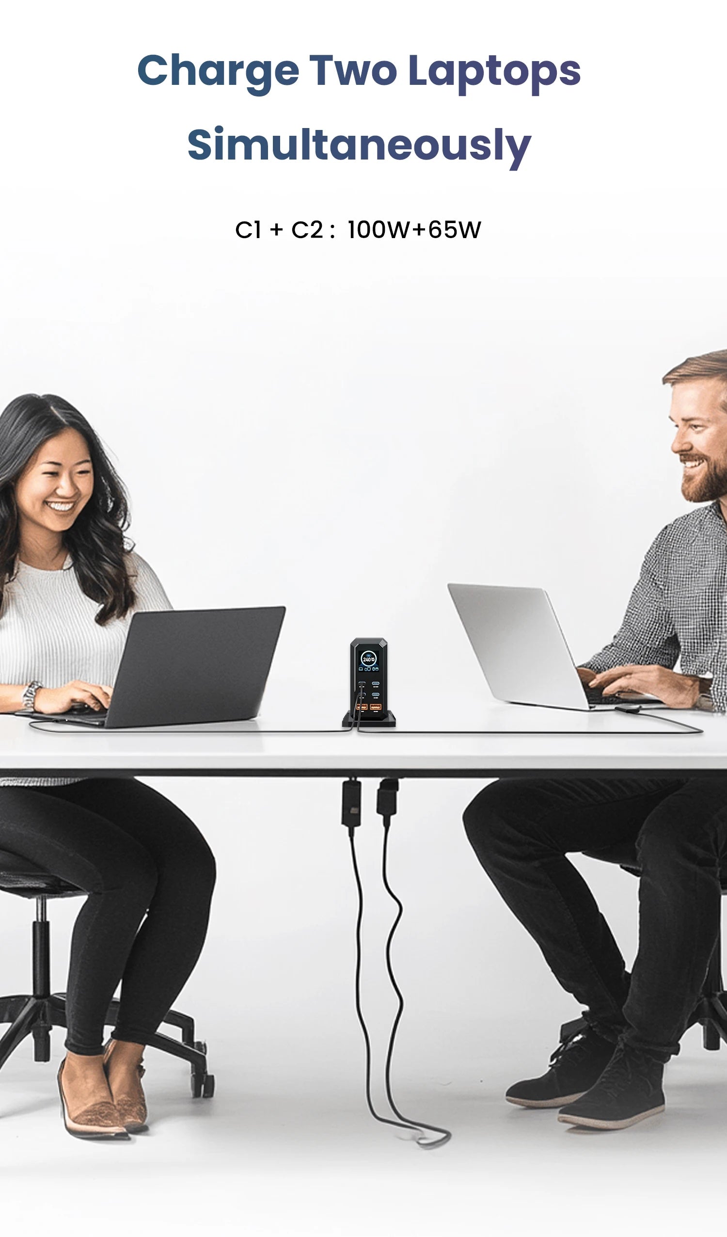 240W GaN rychlá nabíjecí stanice 6v1 USB-C a USB-A stolní nabíječka