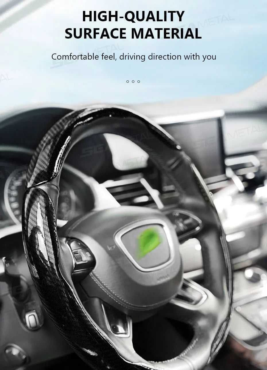 SEAMETAL Car Steering Wheel Cover Self-Adhesive Steer Wheel Hard Shell Protection Cover Anti-Scratch 37-39cm Steering Protector