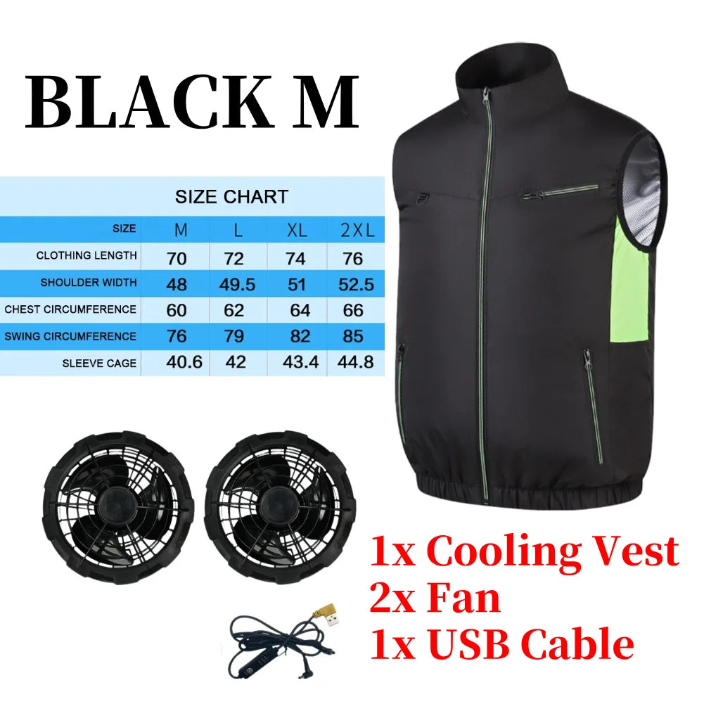 Cooling Vest Ice Fan Vest Heat Resistant for Summer Camping Fishing Hot Weather Work Fishing Vest Hiking Air-conditioned Clothes