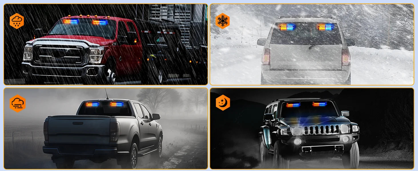 Nilight Automotive Strobe Traffic Advisor Light Bar 2-1 Dash Warning Safety Flashing Light Front/Rear Off-Road Truck Accessories