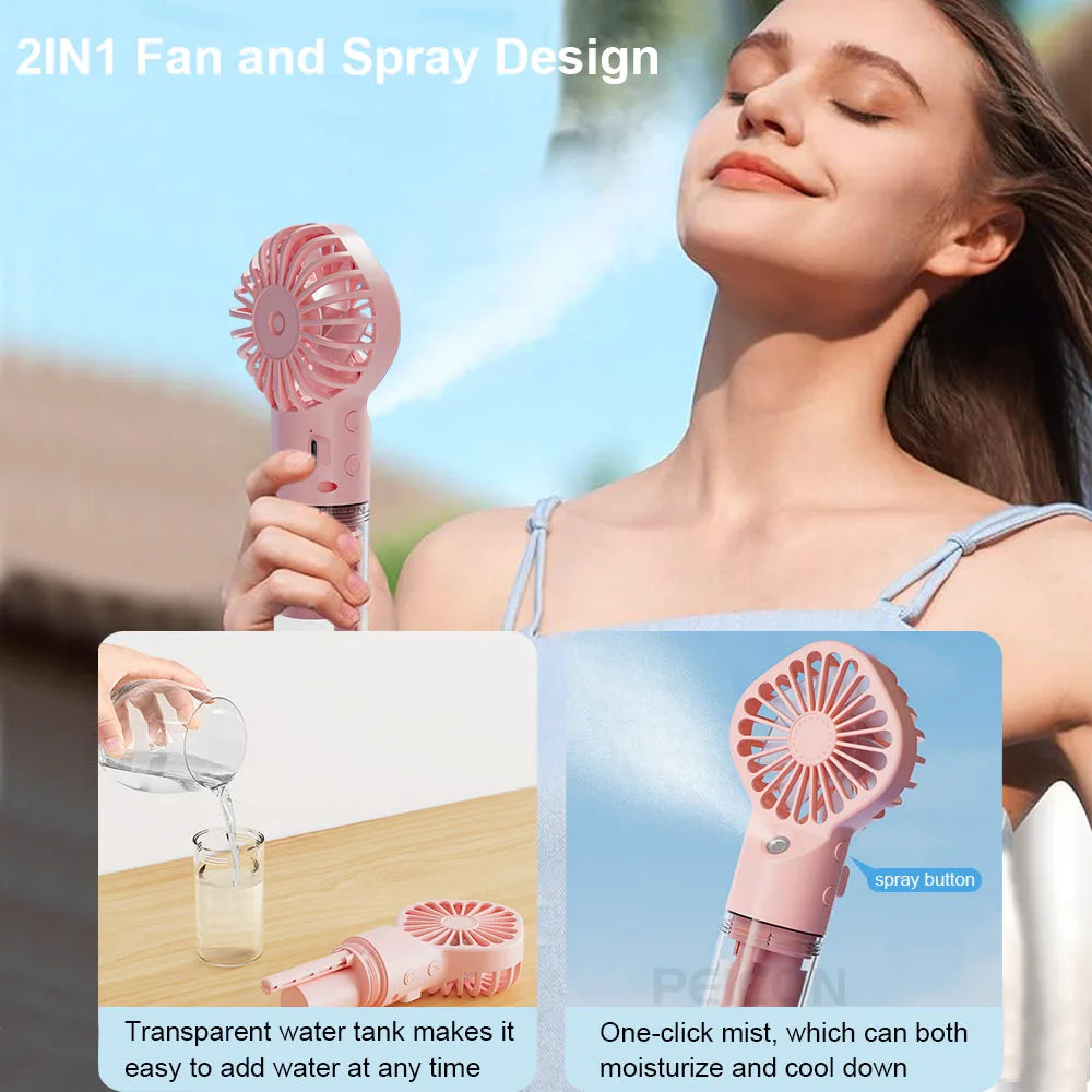 Rechargeable Misting Handheld Fan
