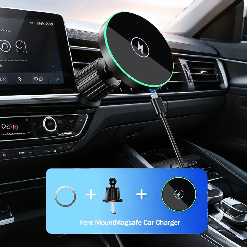 Magnetic Car Vent Wireless Charger for iPhone 12–17