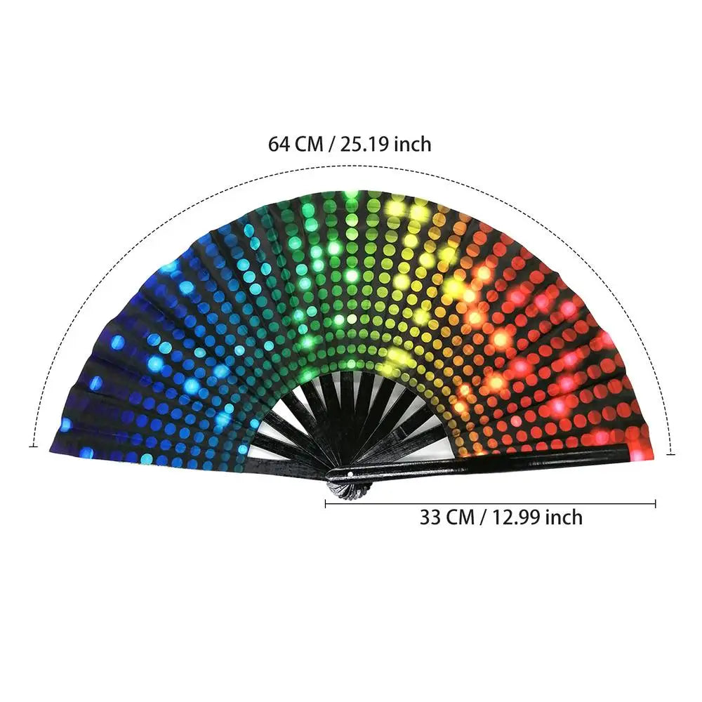 Ventaglio pieghevole arcobaleno con stecche in bambù