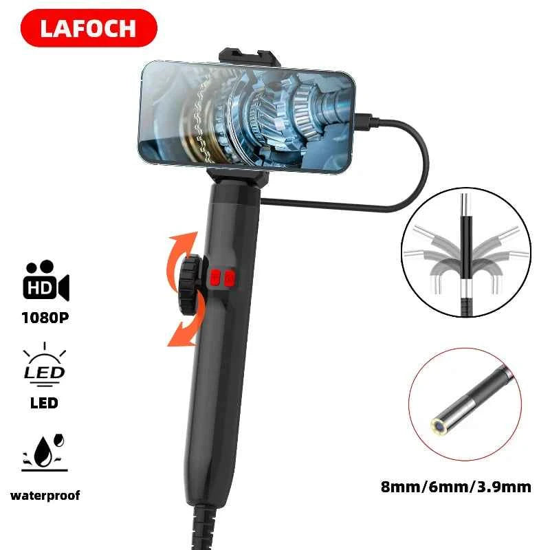 360° Articulating Borescope Endoscope Camera with Light
