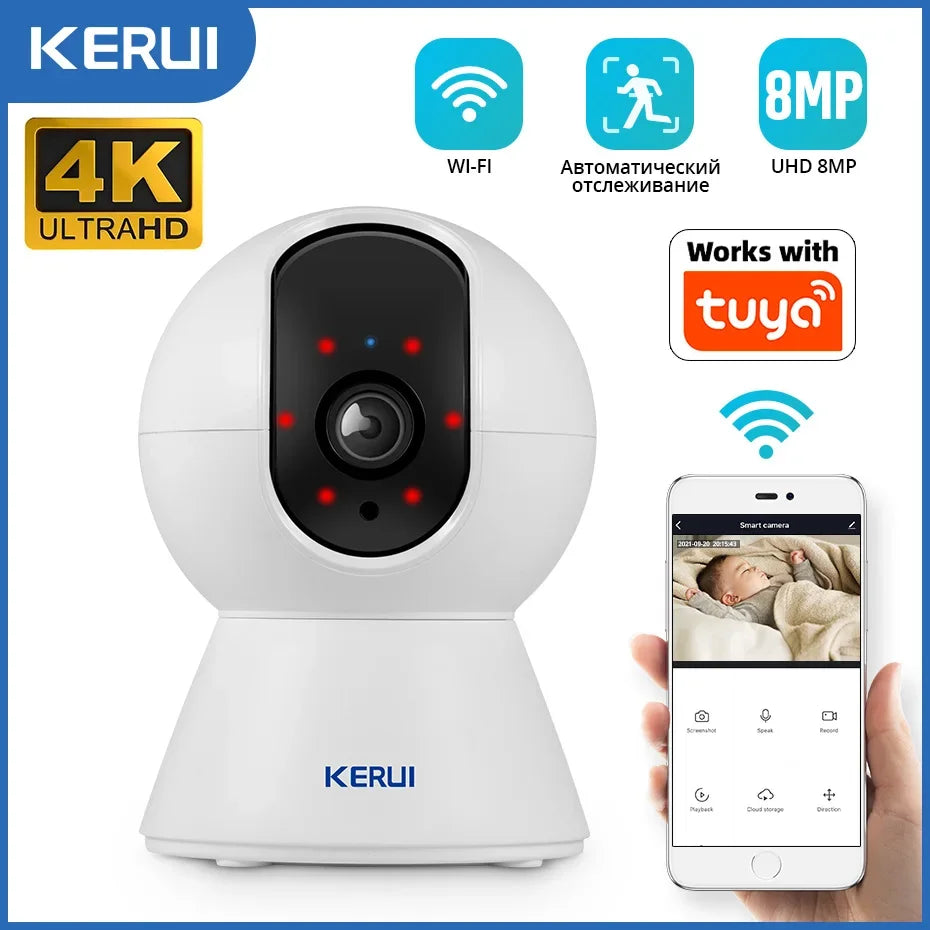 4K WiFi vnútorná bezpečnostná kamera s automatickým sledovaním a nočným videním