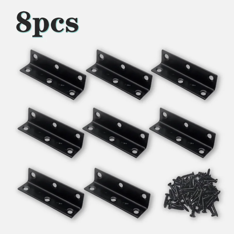 80mm Black L-Brackets, 8-Piece Option
