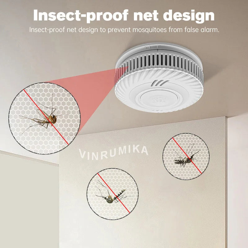 WiFi Tuya Smart Smoke Detector With Built-in 10 Year Lithium Battery For Parlor Room Kitchen Shop Fire Inspection Alarm Sensor