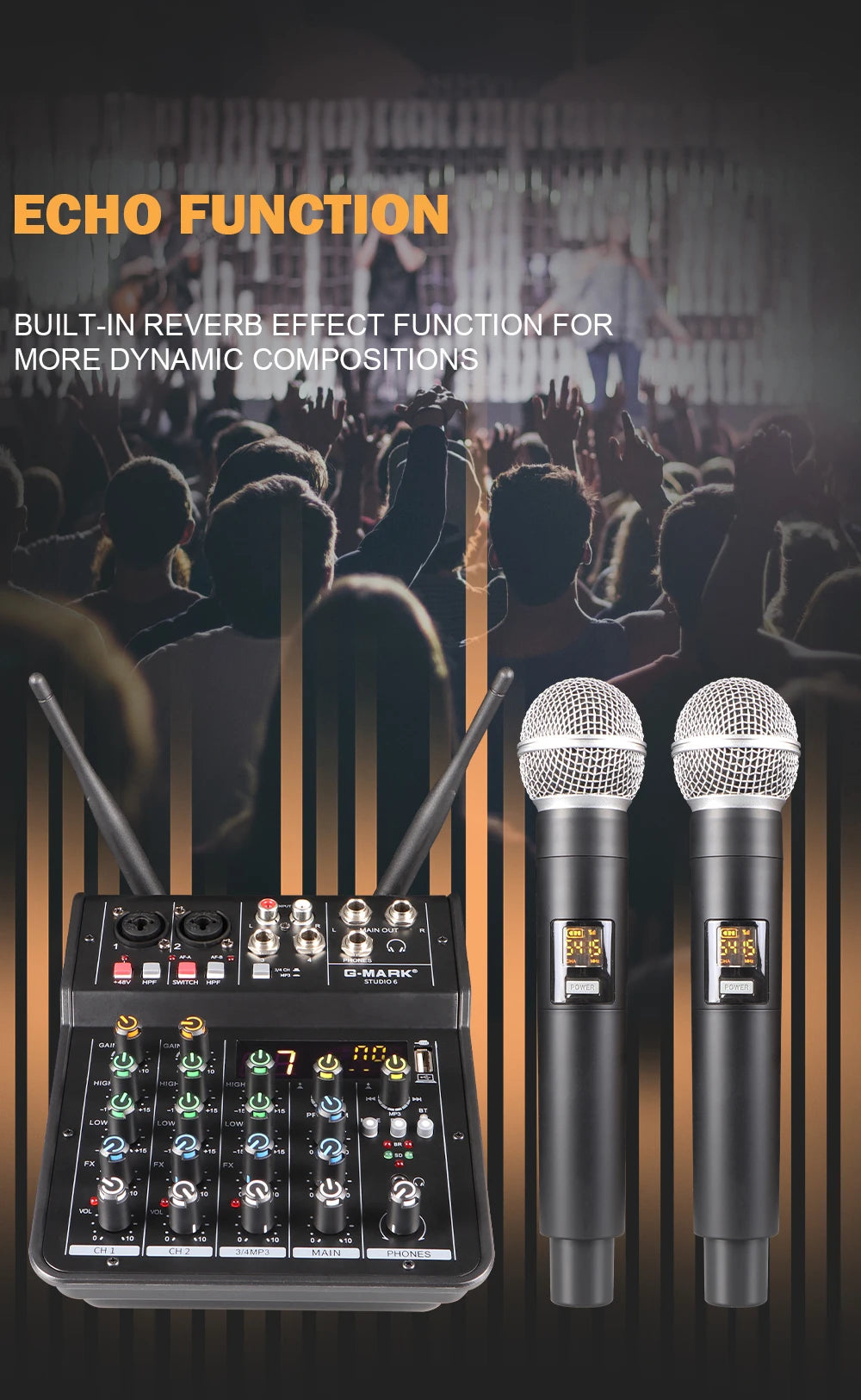 Studio 6 Audio Mixer with Bluetooth and USB
