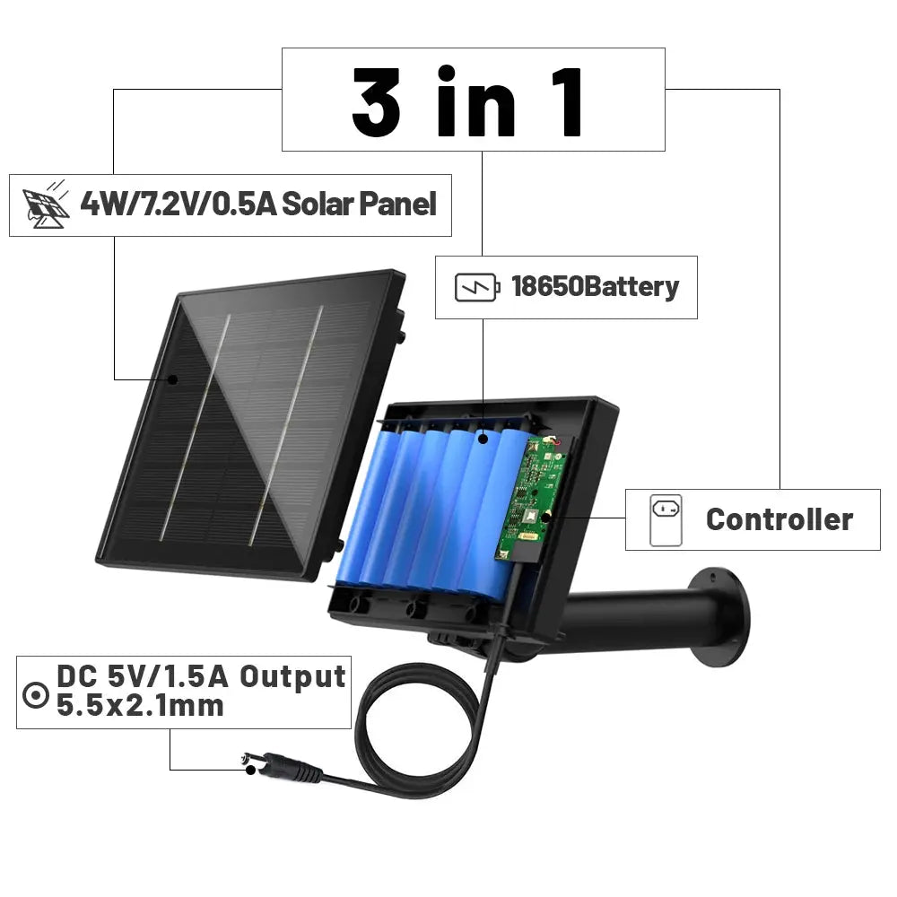 D4 Solar Panel Charger built in 18650 battery 4w Mini Solar Power Charger 6v 5v output Type DC USB interface for Security Camera Spy-shop.com