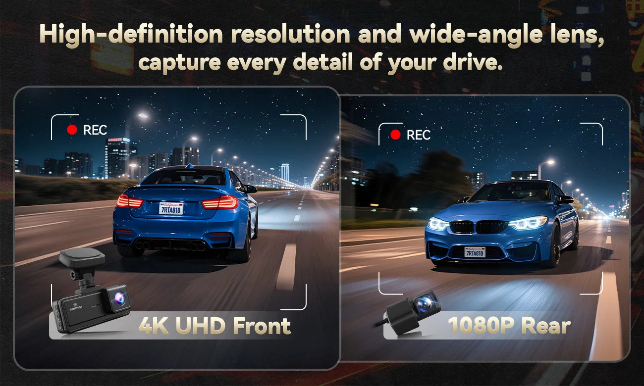 REDTIGER A8 4K+1080P Dash Cam with GPS, WiFi, Touch Screen