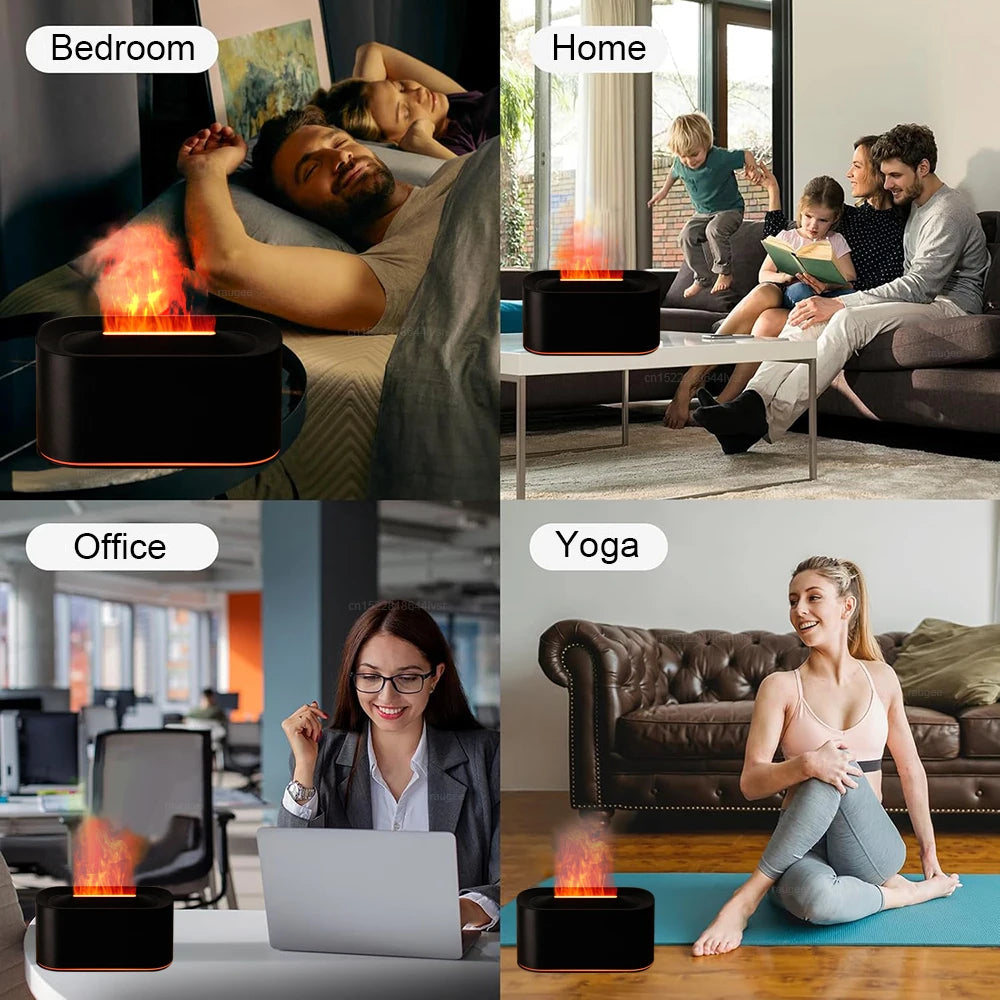 Flame-Effect USB Aroma Diffuser with Coloured Light