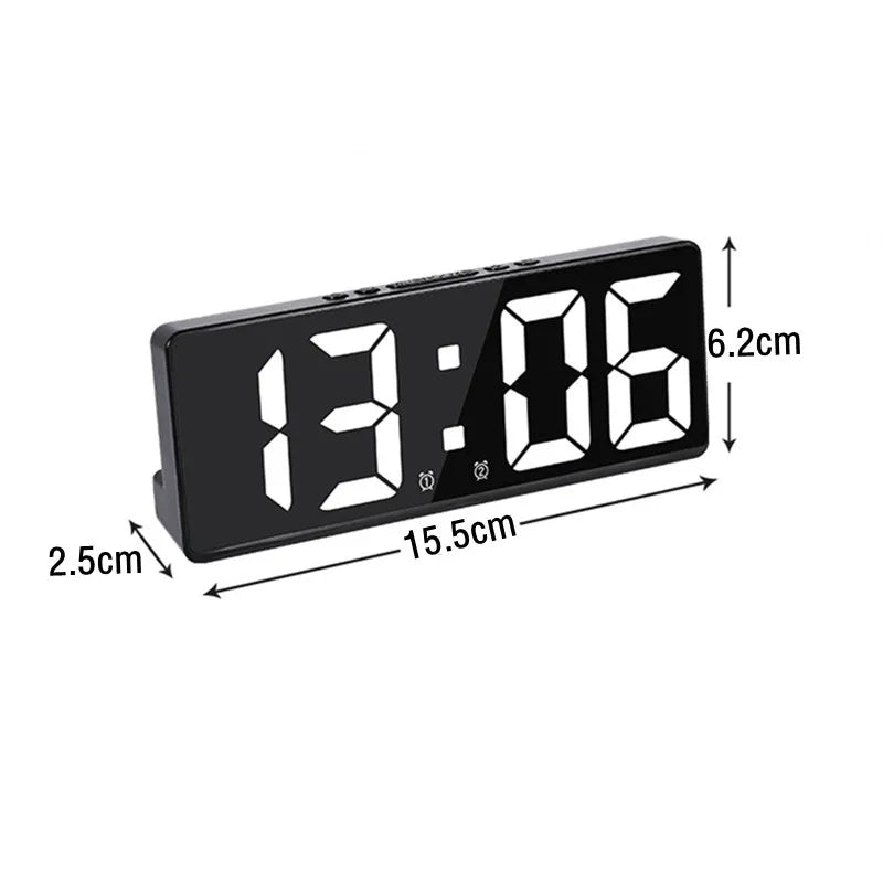 Digital Dual Alarm Clock with Adjustable LED Display