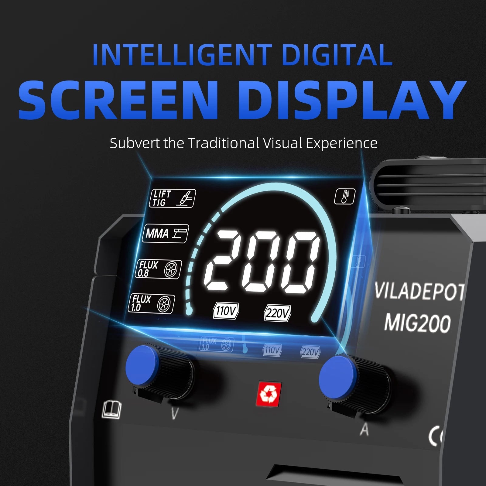 Viladepot 3 in 1 No Gas MIG Welder MIG/MMA/Lift TIG MIG200 Semi-automatic Welding Machine With Flux Cored Wire Gasless