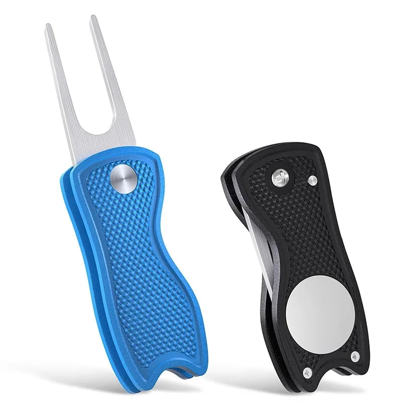 Folding Golf Divot Tool with Magnetic Ball Marker